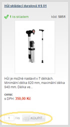 Výběr zboží, vložení zboží do košíku